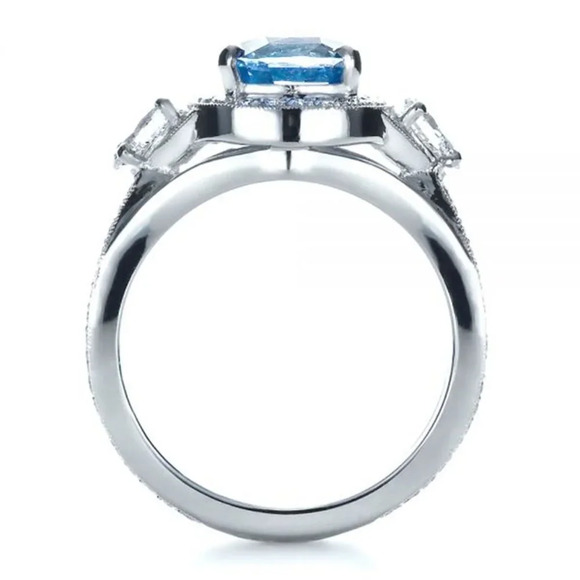 🎁 925 Silver Plated Blue Exquisite, Noble Cross Ring, FB16FA1051 - Picture 7 of 8